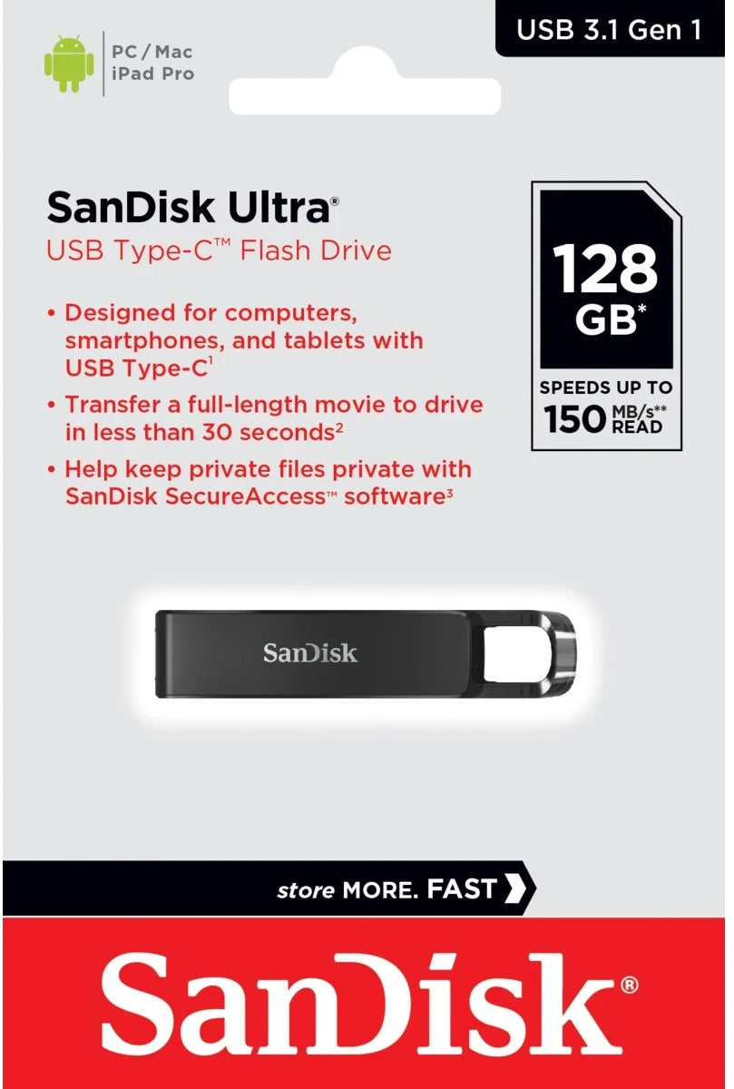 Ekstern USB-C-minne SanDisk Ultra, 128GB SDCZ460-128G-G46