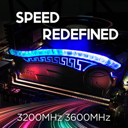 RAM-minne Dato Ares Armor, DDR4, RGB, 2 x 8GB, 3600Mhz, CL18, Svart AMRGB8GX216G36K