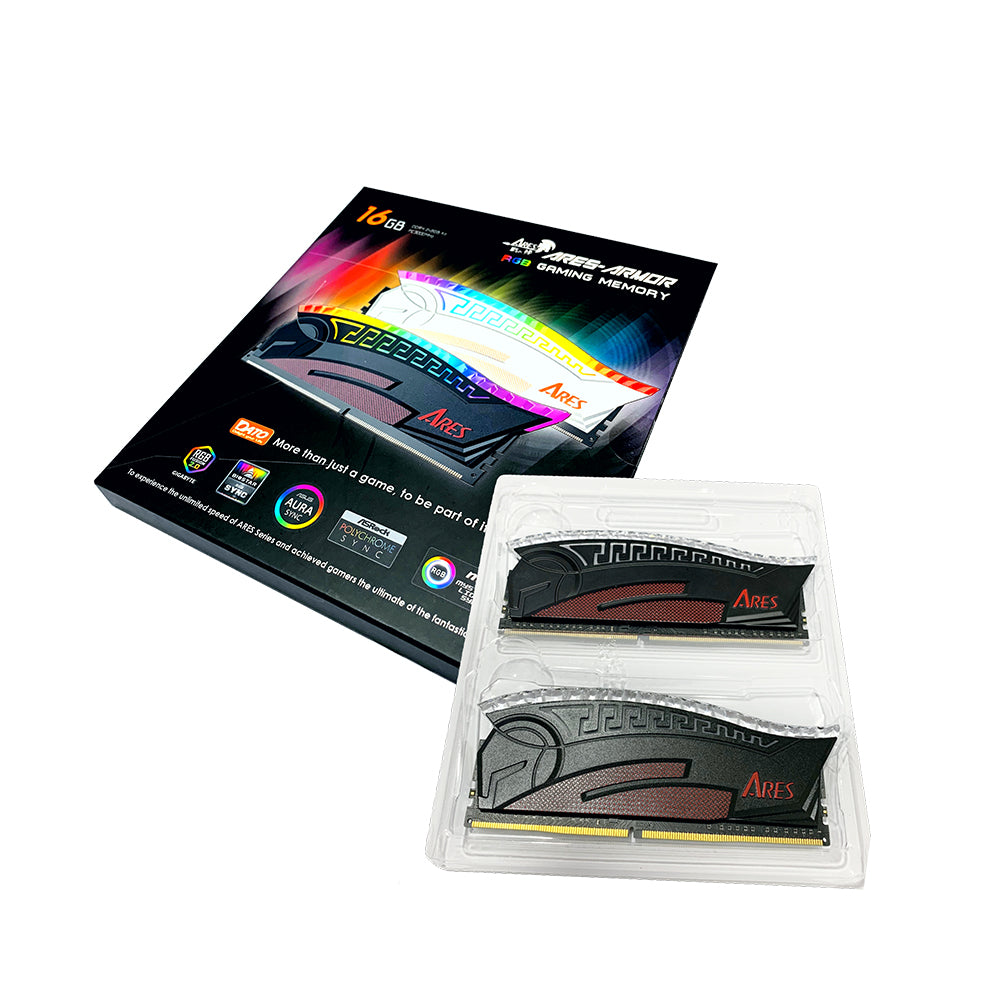 RAM-minne Dato Ares Armor, DDR4, RGB, 2 x 8GB, 3600Mhz, CL18, Svart AMRGB8GX216G36K