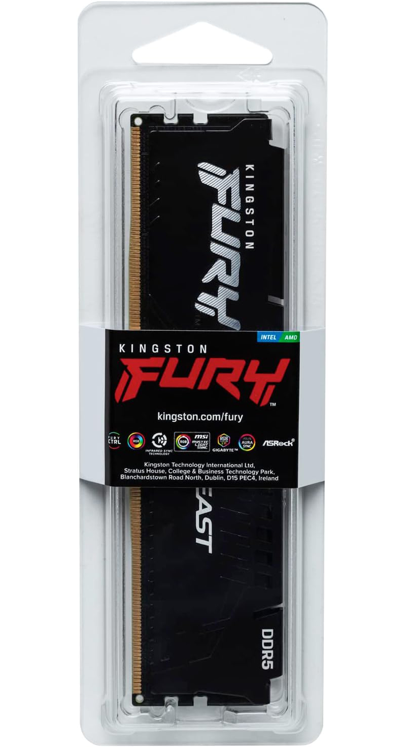 Kingston Fury Beast RAM, DDR5, 8GB, 5600Mhz, Reseglet KF556C40BB-8