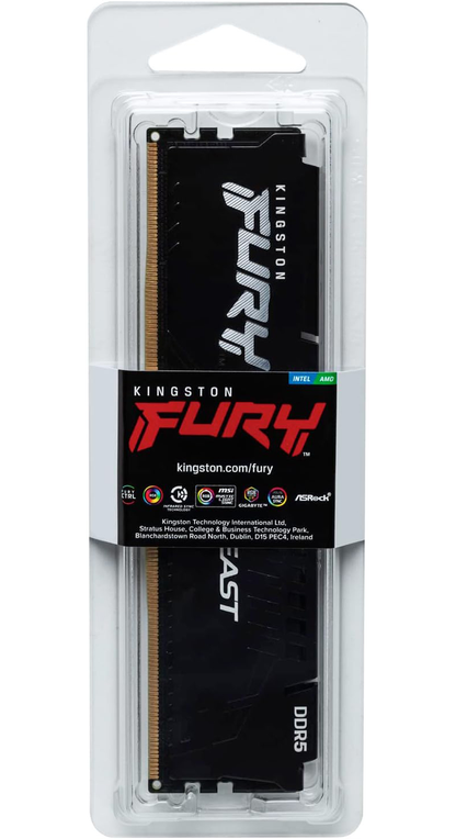 Kingston Fury Beast RAM, DDR5, 8GB, 5600Mhz, Reseglet KF556C40BB-8