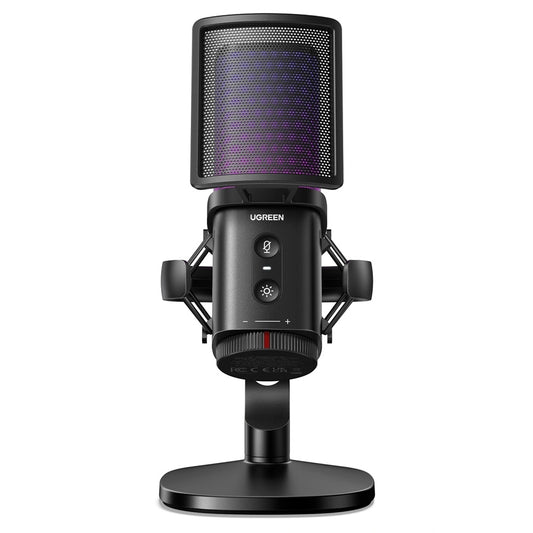 Kardioidmikrofon UGREEN CM581 (65629), RGB, USB-C, 1.5m, Svart