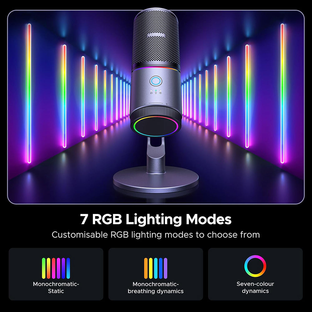 Cardioid mikrofon UGREEN CM769 (35629), RGB, USB-A, 2m, svart