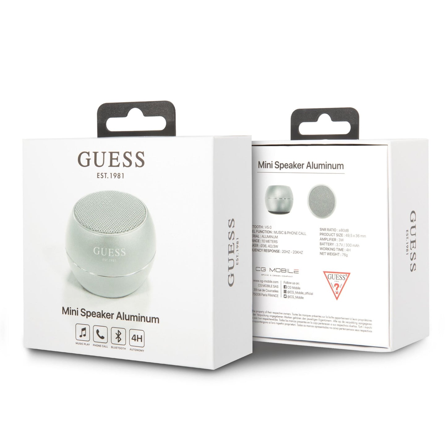 Bærbar Bluetooth-høyttaler Guess, 3W, Sølv
