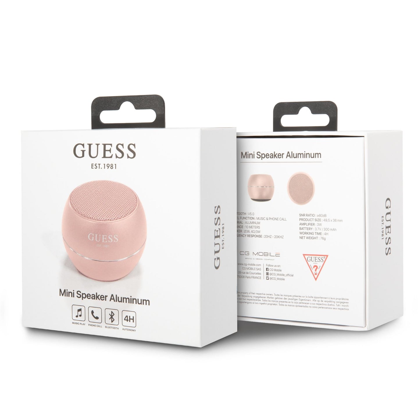 Bærbar Bluetooth-høyttaler Guess, 3W, Rosa