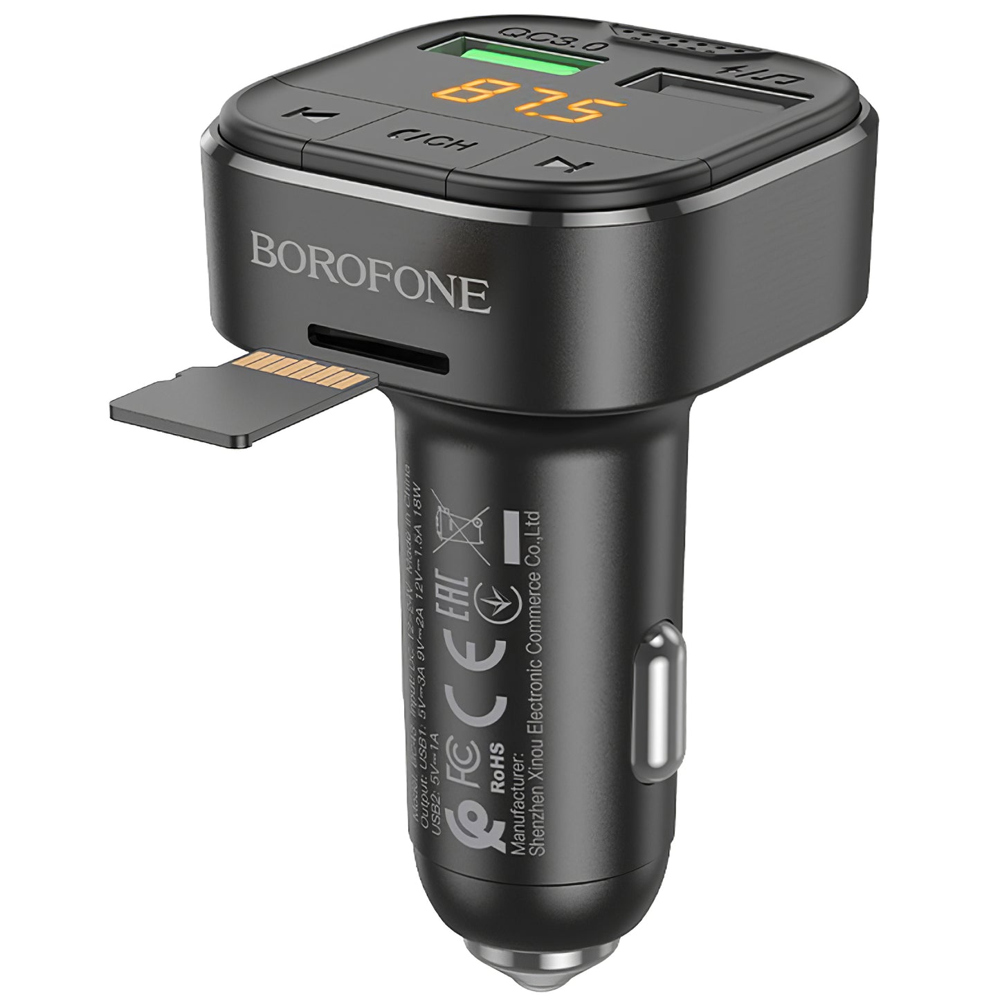 FM Bluetooth-modulator Borofone BC43 Flash, 2 x USB-A - 1 x microSD