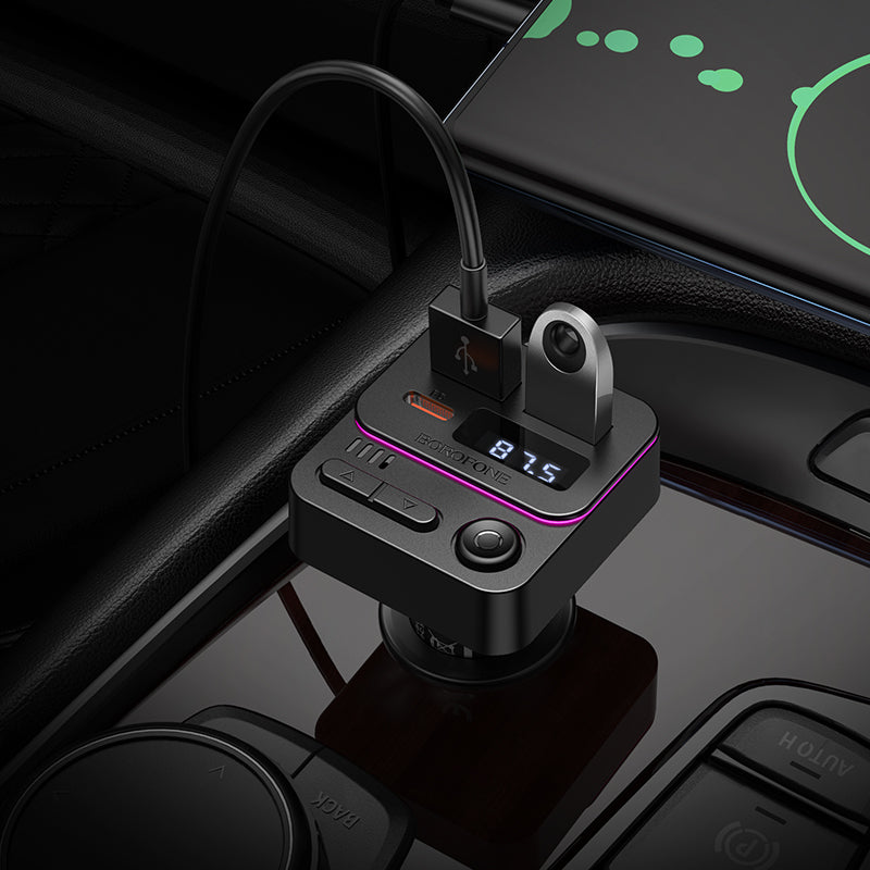 FM Bluetooth-modulator Borofone BC60 Hero, 2 x USB-A - 1 x USB-C