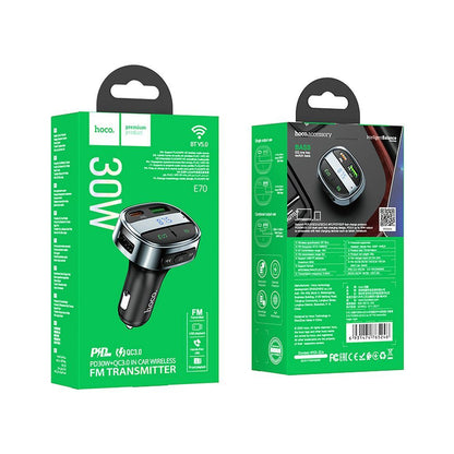 FM-modulator Bluetooth HOCO E70, 1 x USB-A - 1 x USB-C - microSD