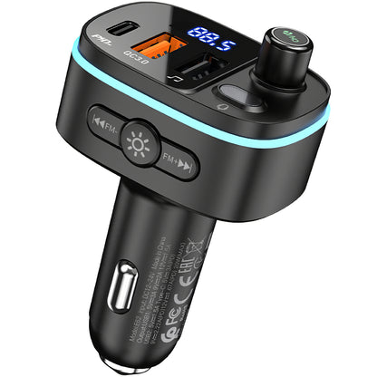 FM Bluetooth-modulator HOCO E62 Fast, 2 x USB-A - 1 x USB-C
