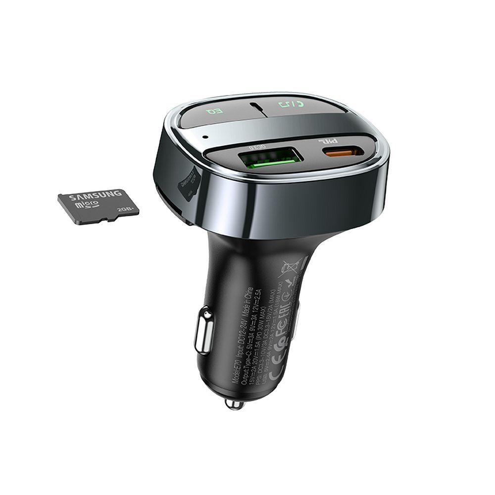 FM-modulator Bluetooth HOCO E70, 1 x USB-A - 1 x USB-C - microSD