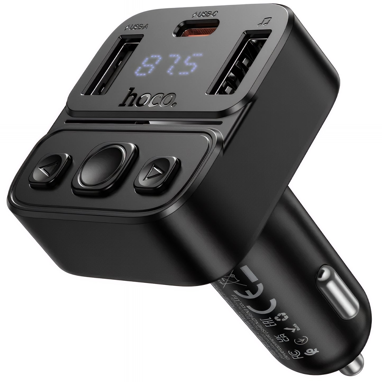 FM Bluetooth-modulator HOCO E87, 2 x USB-A - 1 x USB-C