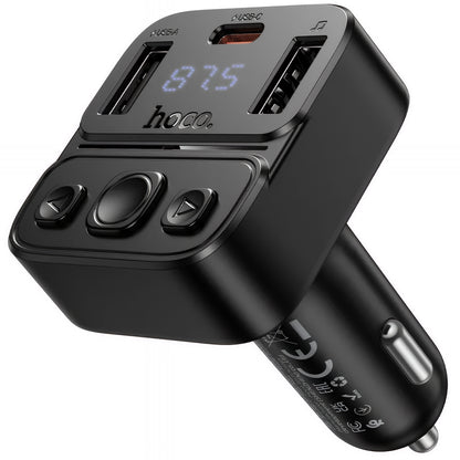FM Bluetooth-modulator HOCO E87, 2 x USB-A - 1 x USB-C