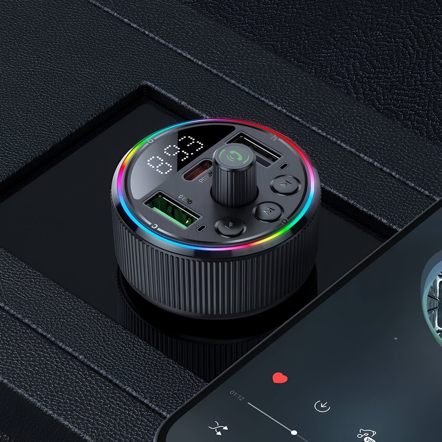 FM Bluetooth-modulator HOCO E82, 2 x USB-A - 1 x USB-C