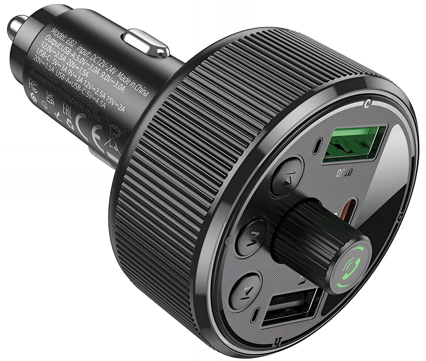 FM Bluetooth-modulator HOCO E82, 2 x USB-A - 1 x USB-C