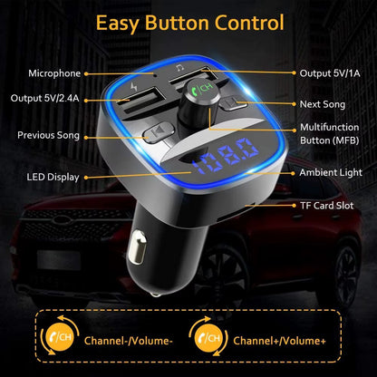 FM Bluetooth-modulator Techsuit JamLink, 2 x USB-A - 1 x microSD