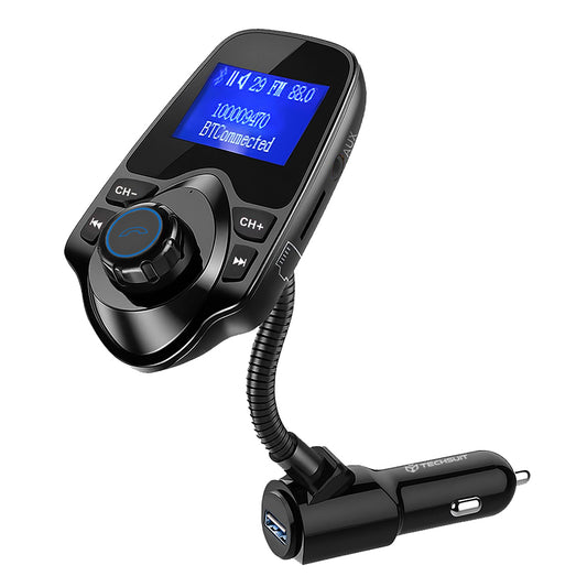 FM Bluetooth-modulator Techsuit MFM4, 1 x USB-A - 1 x 3,5 mm - 1 x microSD, Svart