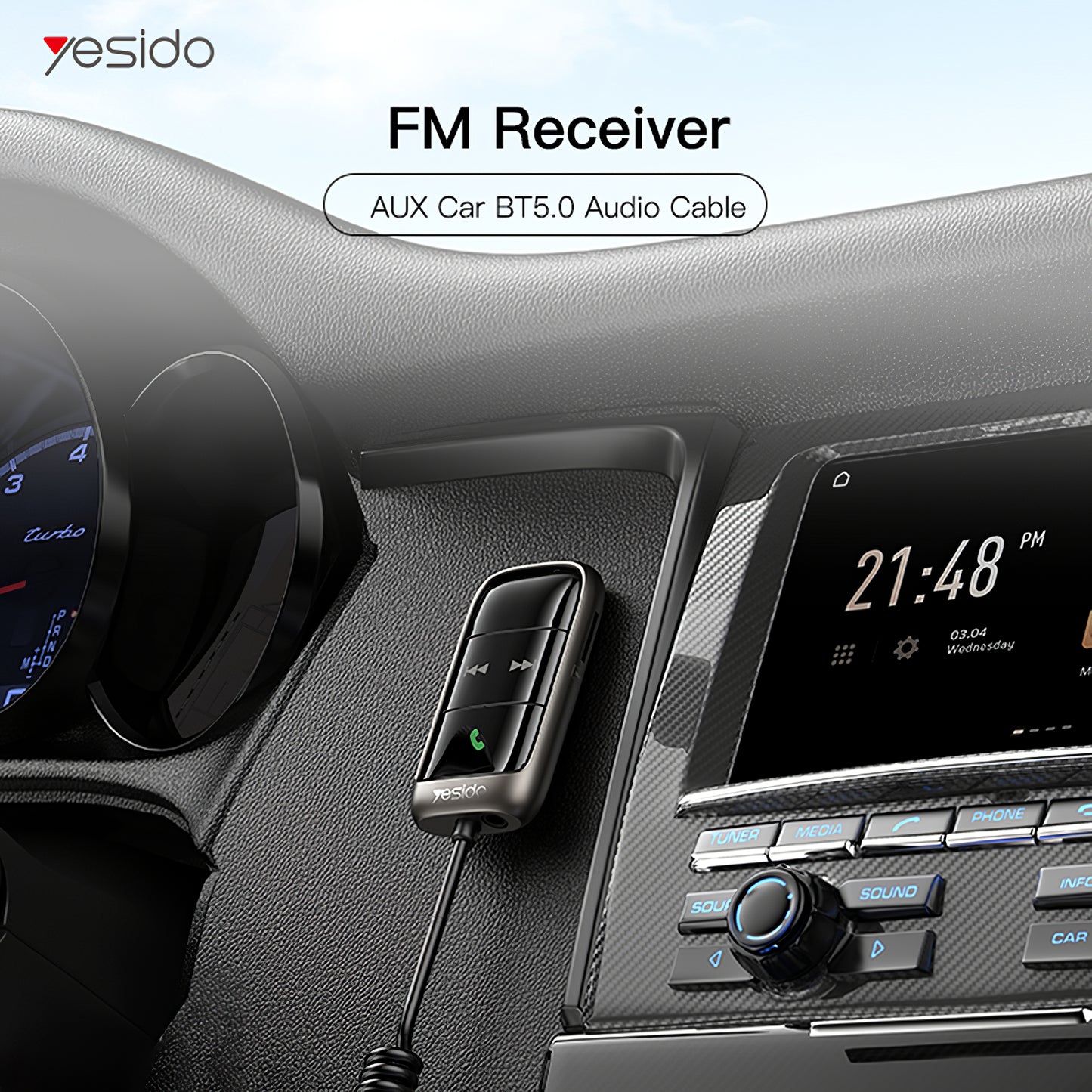 FM-modulator Bluetooth Yesido YAU32, 1 x 3.5mm - 1 x microSD
