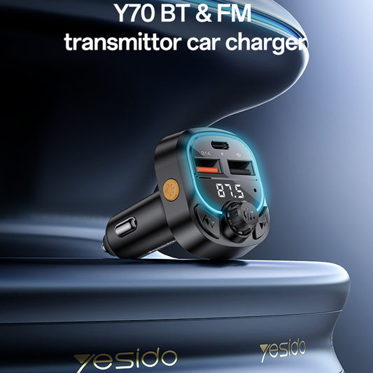 FM Bluetooth-modulator Yesido Y70, 2 x USB-A - 1 x USB-C