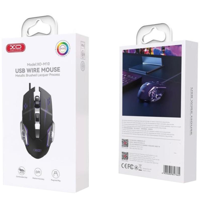 Gamingmus Kablet USB XO Design M10, RGB, 3200DPI, Svart