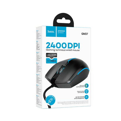 Kablet Gamingmus USB HOCO GM37, RGB, 2400DPI, Svart