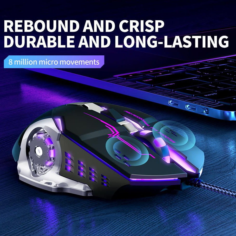 Gamingmus Kablet USB XO Design M10, RGB, 3200DPI, Svart