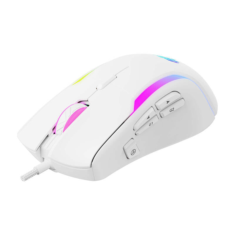 Gamingmus med kabel USB HAVIT MS1033, RGB, 800DPI - 8000DPI, Hvit