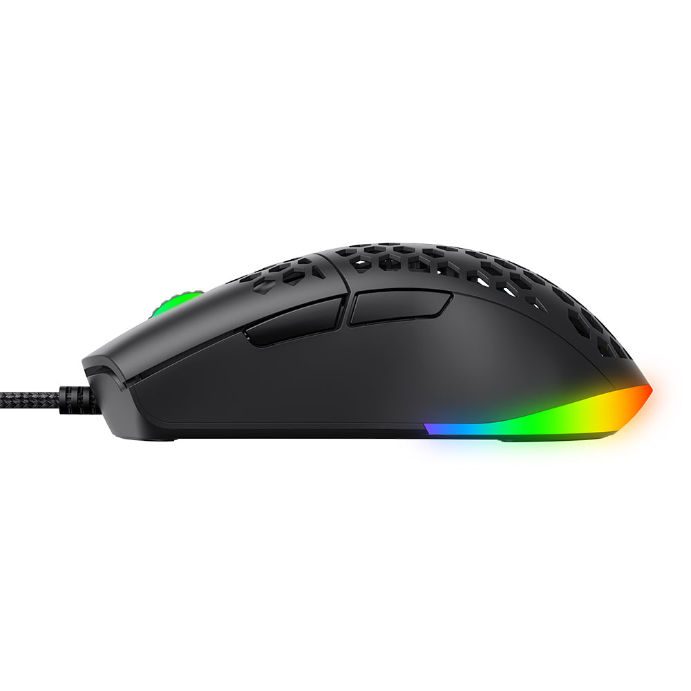 Gamingmus med kabel USB HAVIT MS1036, RGB, 1200DPI - 7200DPI, 1.6m, Hvit