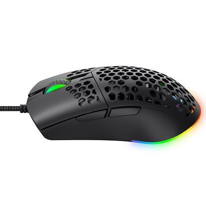 Gamingmus med kabel USB HAVIT MS1036, RGB, 1200DPI - 7200DPI, 1.6m, Hvit