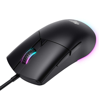 Gamingmus med kabel USB HAVIT MS1038, RGB, 1200DPI - 7200DPI, 1.6m, Svart