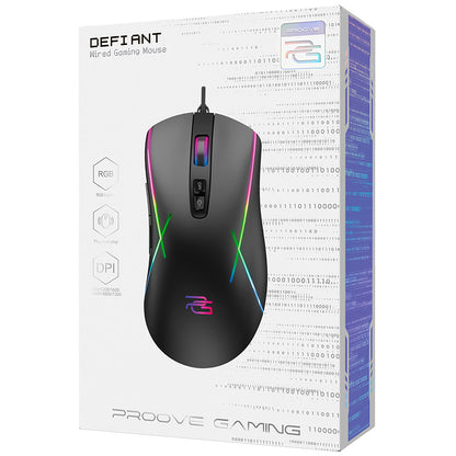 Gamingmus med kabel USB Proove Defiant, RGB, 7200DPI, Svart CMDE00000102