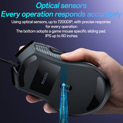 Gamingmus med kabel USB Yesido KB20, RGB, 1000DPI - 7200DPI, Svart