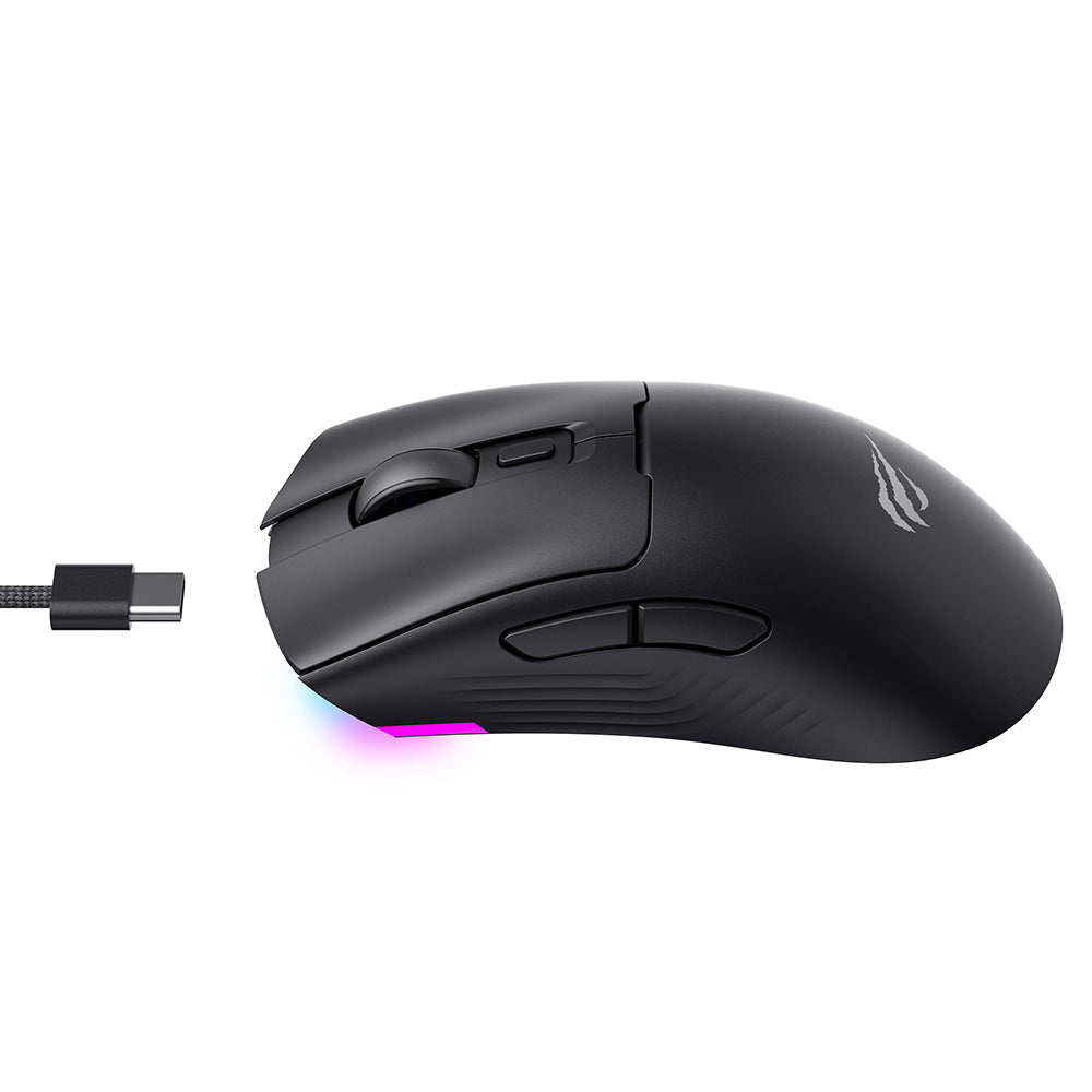 Trådløs Gaming Mus HAVIT MS966WB, 800DPI - 10000DPI, BT / Wi-Fi / Kablet, Svart