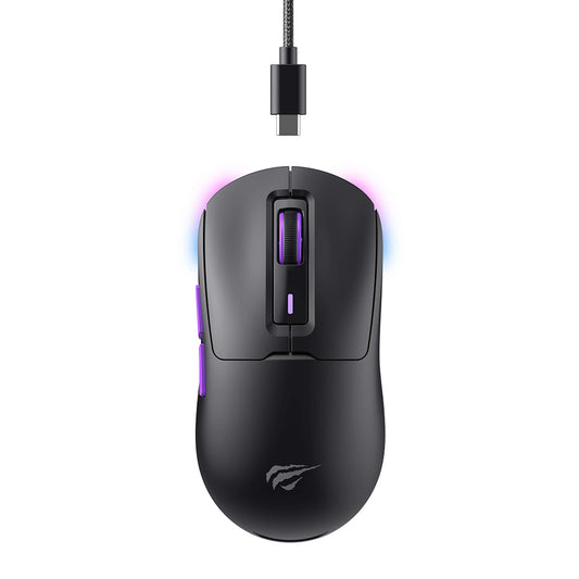 Trådløs Gaming Mus HAVIT MS969WB, RGB, 1000DPI - 16000DPI, BT / Wi-Fi / Kablet, Svart