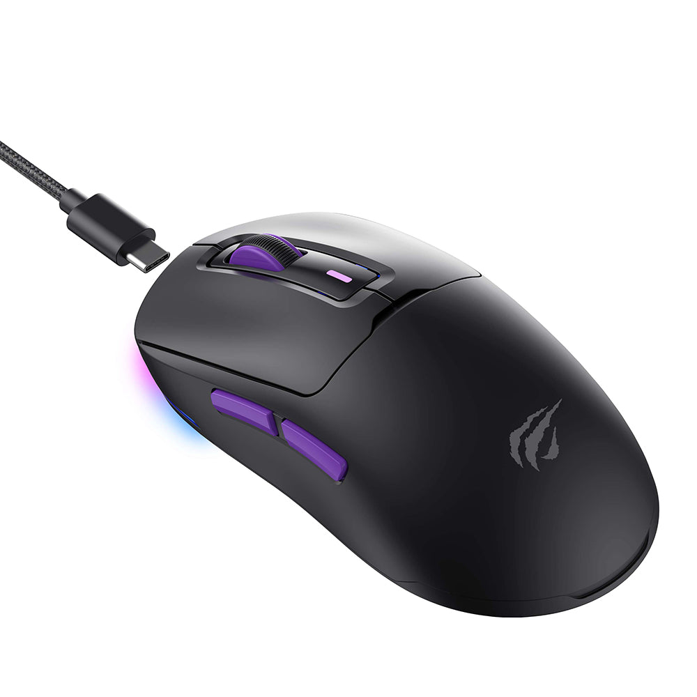Trådløs Gaming Mus HAVIT MS969WB, RGB, 1000DPI - 16000DPI, BT / Wi-Fi / Kablet, Svart