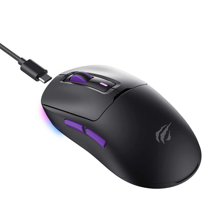 Trådløs Gaming Mus HAVIT MS969WB, RGB, 1000DPI - 16000DPI, BT / Wi-Fi / Kablet, Svart
