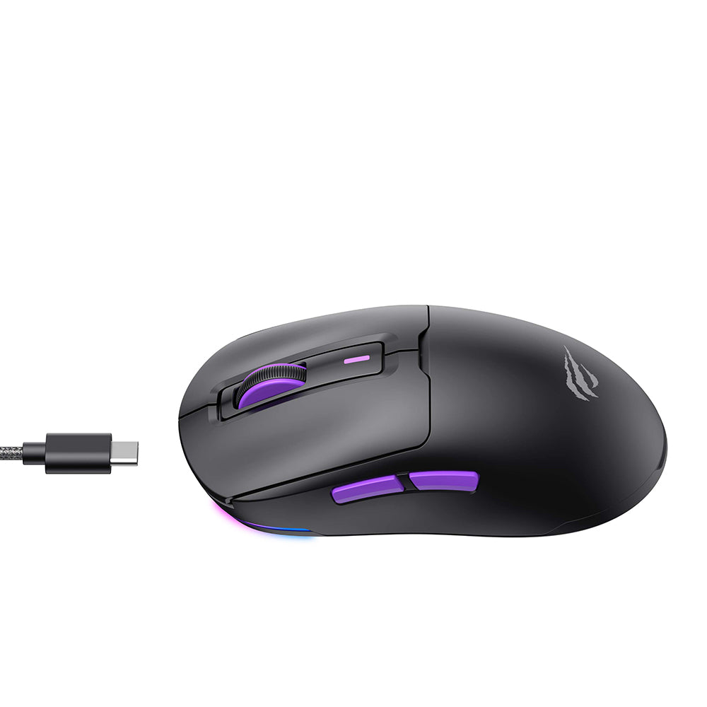Trådløs Gaming Mus HAVIT MS969WB, RGB, 1000DPI - 16000DPI, BT / Wi-Fi / Kablet, Svart