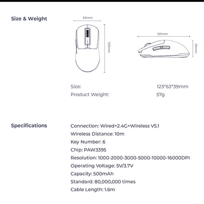 Gamingmus Trådløs HAVIT MS969WB, RGB, 1000DPI - 16000DPI, Svart