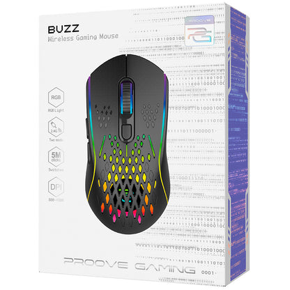 Trådløs Gamingmus Proove Buzz, RGB, 800DPI - 4800DPI, Svart WMBU00022401