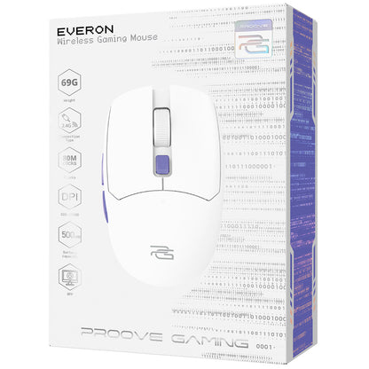 Gamingmus Trådløs Proove Everon, 800DPI - 10000DPI, Hvit WMEV00022002