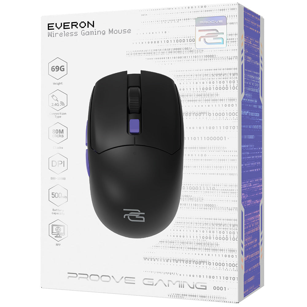 Trådløs Gamingmus Proove Everon, 800DPI - 10000DPI, Svart WMEV00022001