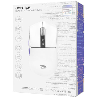 Trådløs Gamingmus Proove Jester, 800DPI - 26000DPI, OLED-skjerm, Hvit WMJS00022002