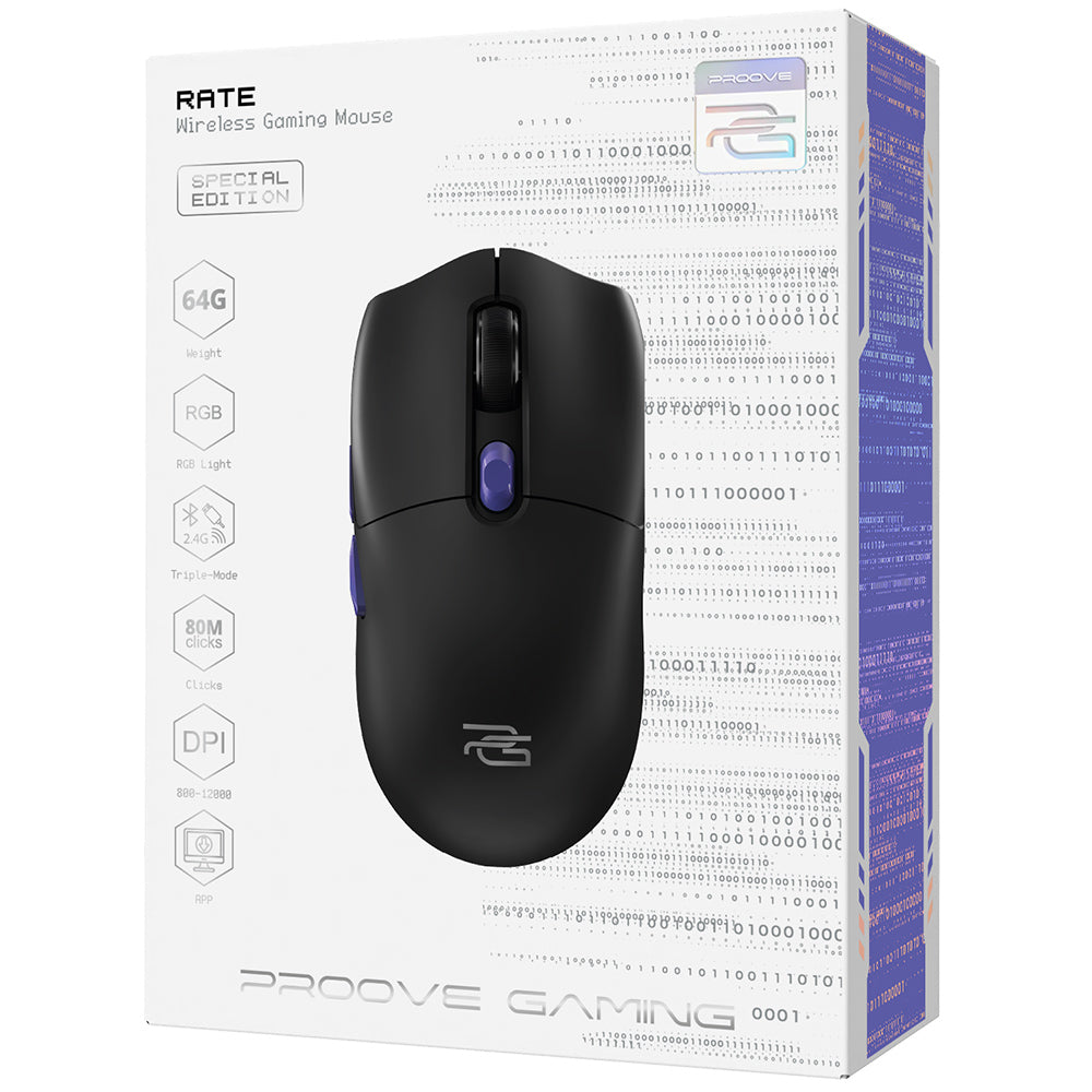 Gamingmus Trådløs Proove Rate Special Edition, 800DPI - 12000DPI, Svart CMRTWRS03001