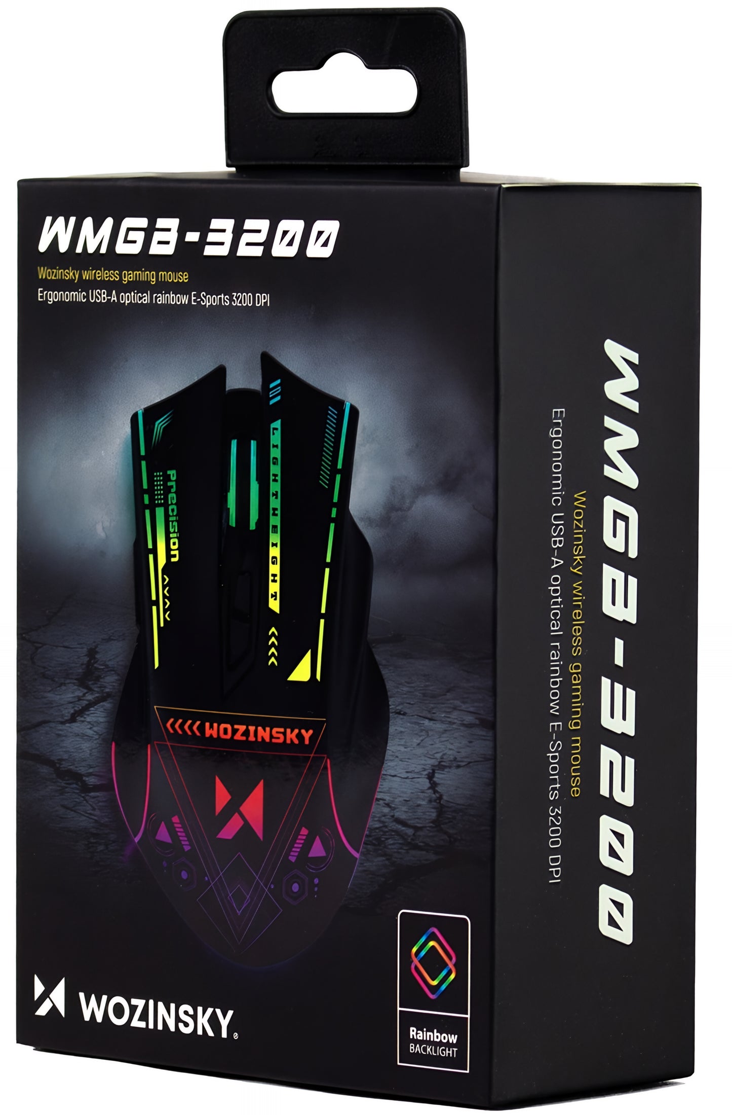 Trådløs Gamingmus WZK WMGB-3200, 3200DPI, RGB, Svart