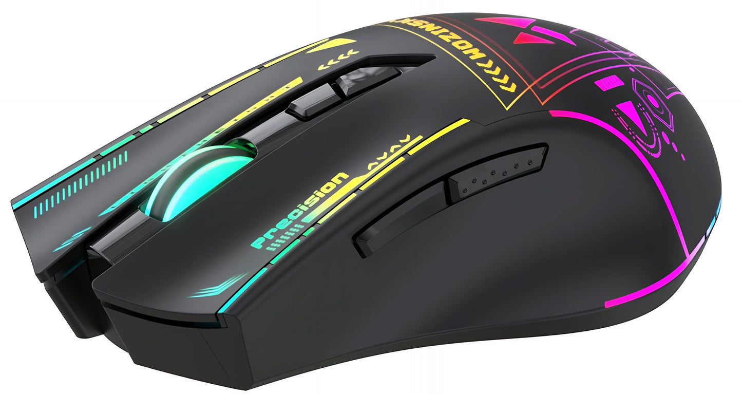 Trådløs Gamingmus WZK WMGB-3200, 3200DPI, RGB, Svart
