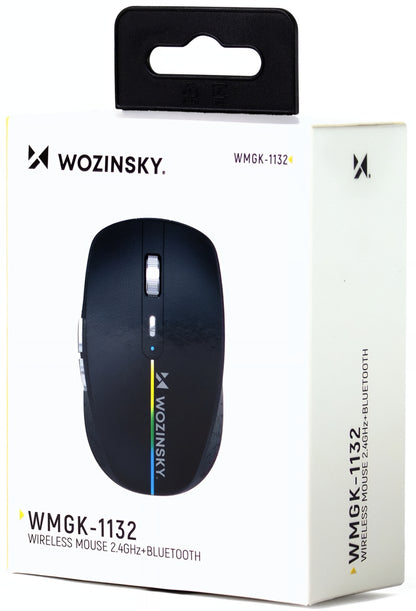 Trådløs Gamingmus WZK WMGK-1132, 1600DPI, RGB, BT / Wi-Fi, Svart