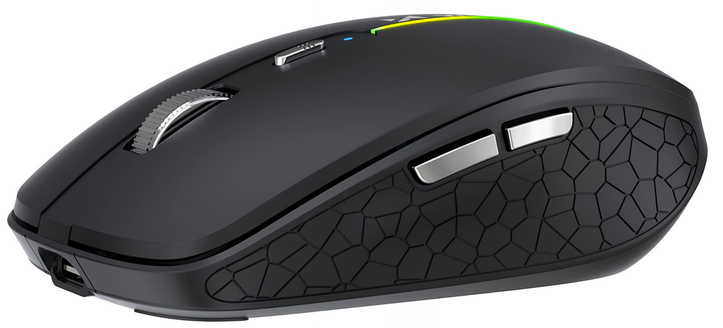 Trådløs Gamingmus WZK WMGK-1132, 1600DPI, RGB, BT / Wi-Fi, Svart
