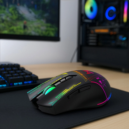 Trådløs Gamingmus WZK WMGB-3200, 3200DPI, RGB, Svart