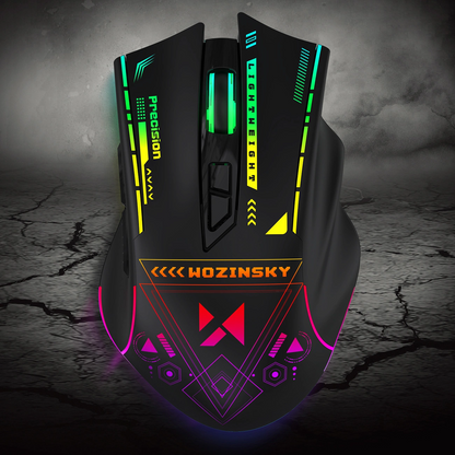 Trådløs Gamingmus WZK WMGB-3200, 3200DPI, RGB, Svart