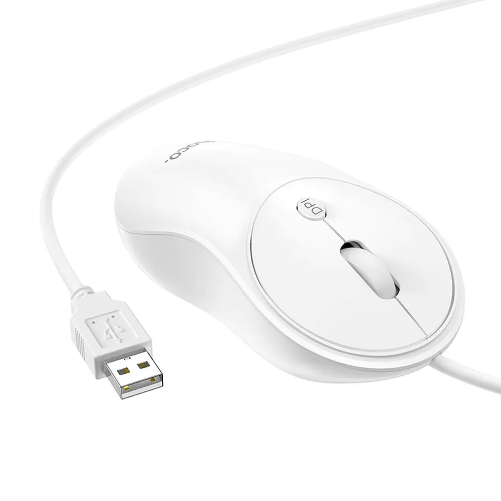 Kablet USB-mus HOCO GM13, 1600DPI, Hvit
