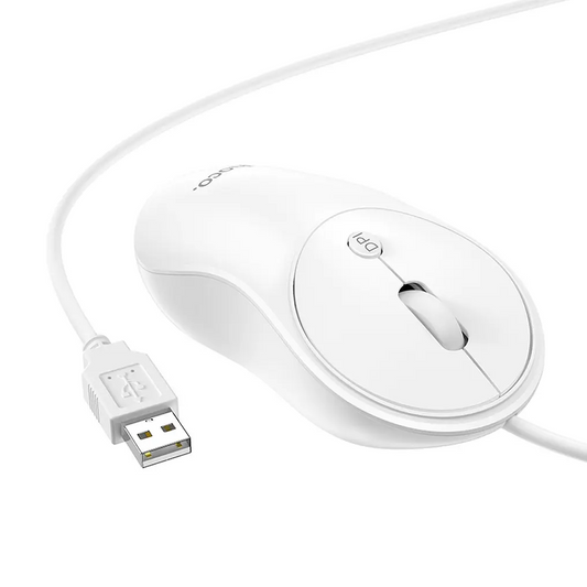 Kablet USB-mus HOCO GM13, 1600DPI, Hvit